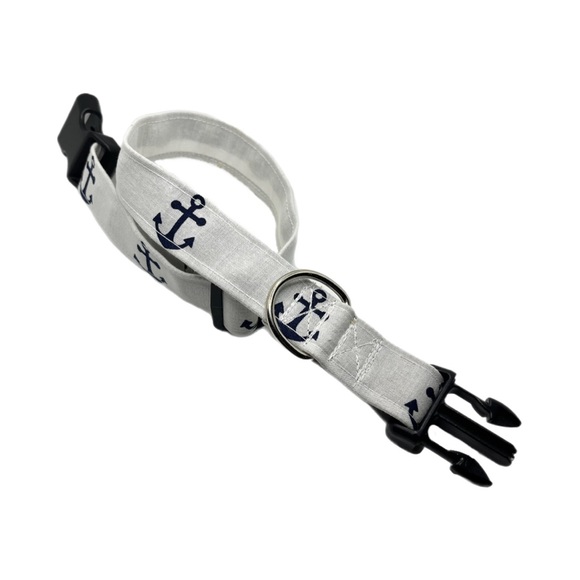 1” Dog Collar- Blue Anchors - Picture 3 of 9